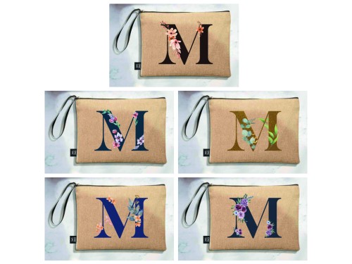 Bolso de mano letra m una pieza (diseño variado) (25×18×1 )